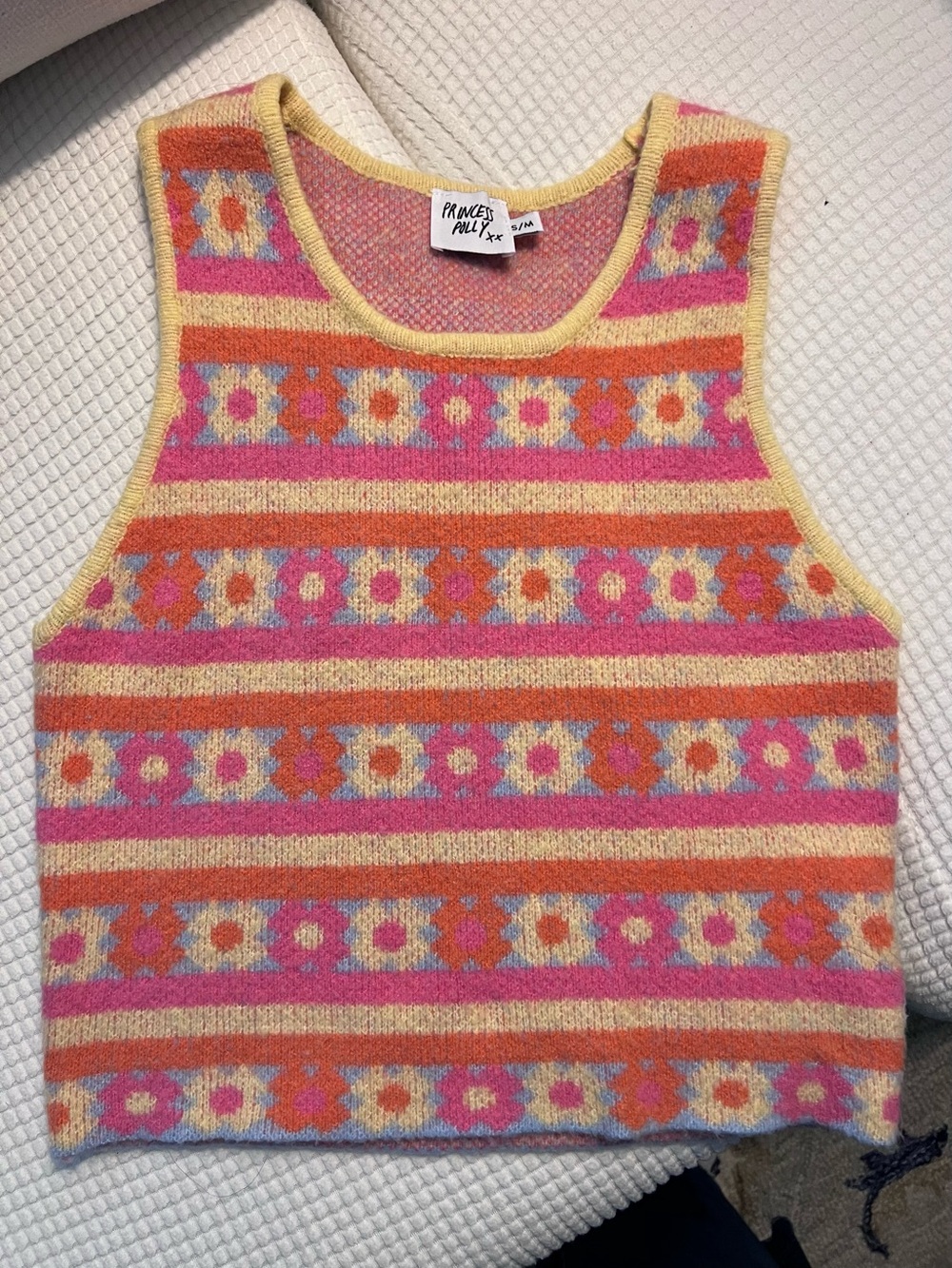 Princess Polly Pink, Orange & Yellow Floral Stripe Knit Tank
